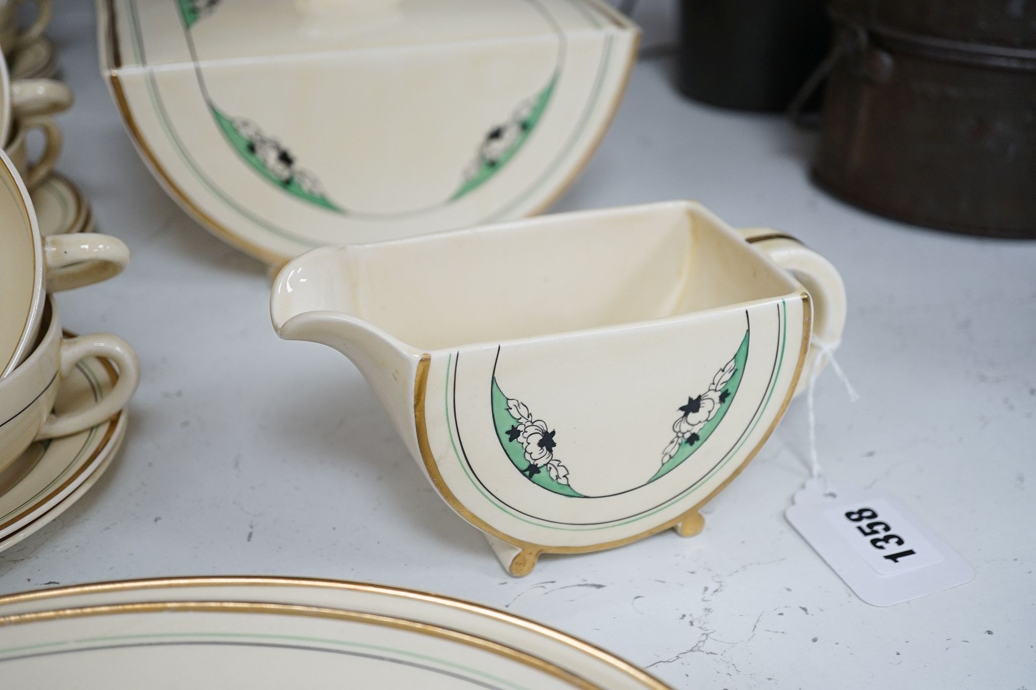 A Clarice Cliff Biarritz thirty-four piece soup set